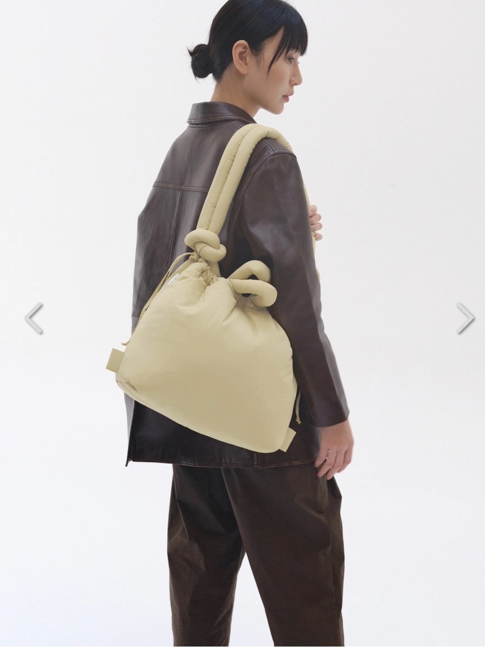 Knot-Handled Cream Shoulder Bag for Women